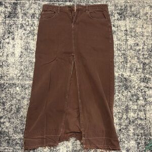 BDG Chocolate Brown Maxi Denim Skirt
